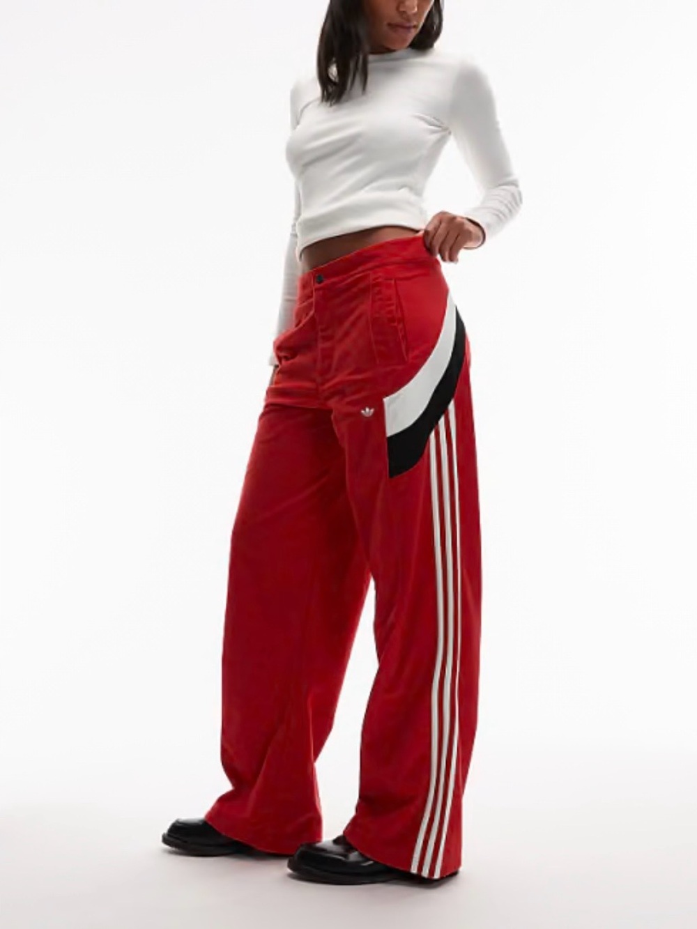 adidas “Scarlet” Red Wide-Leg Track Pants - women’s 4